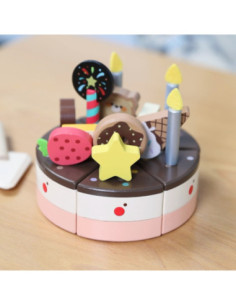 CLASSIC WORLD Drewniany Tort Urodzinowy 19el. 2