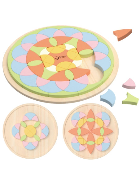 CLASSIC WORLD Drewniane Kolorowe Klocki Mandala Kwiecista Układanka