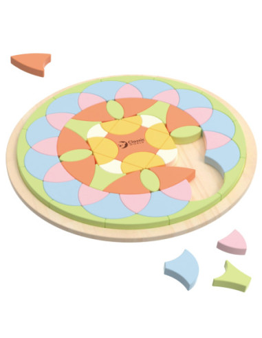 CLASSIC WORLD Drewniane Kolorowe Klocki Mandala Kwiecista Układanka