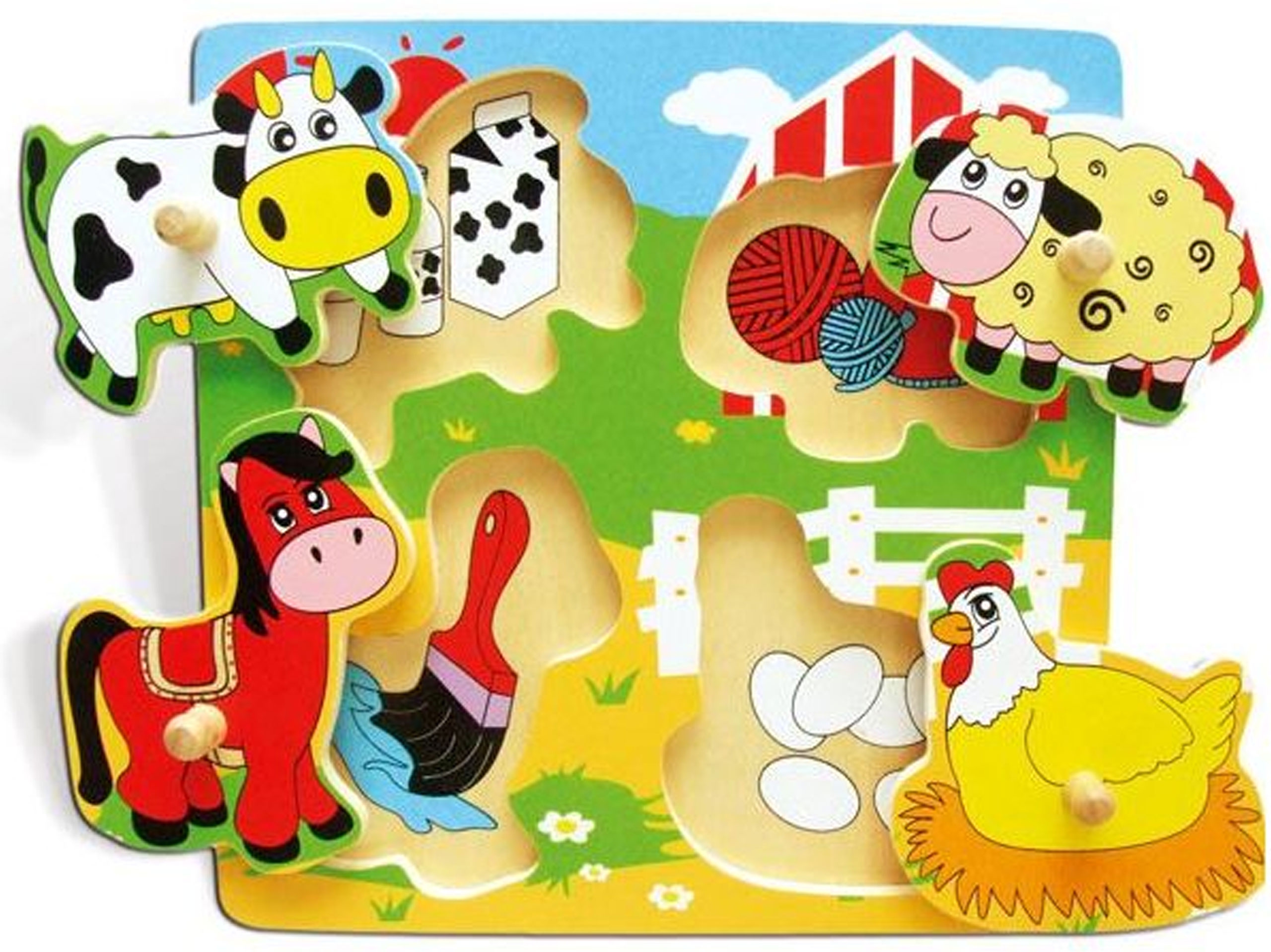 Drewniane Puzzle Farma Układanka Niespodzianka Viga Toys