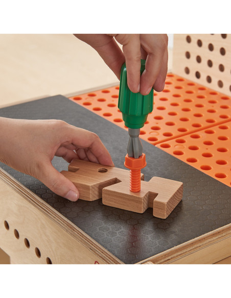 MASTERKIDZ Drewniany Warsztat Montessori STEM z Narzędziami + Akcesoria