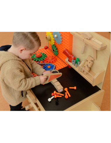 MASTERKIDZ Drewniany Warsztat XXL Montessori STEM z Narzędziami + Akcesoria