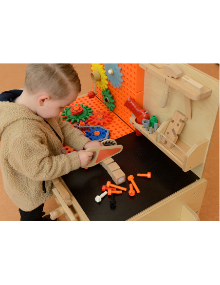 MASTERKIDZ Drewniany Warsztat XXL Montessori STEM z Narzędziami + Akcesoria
