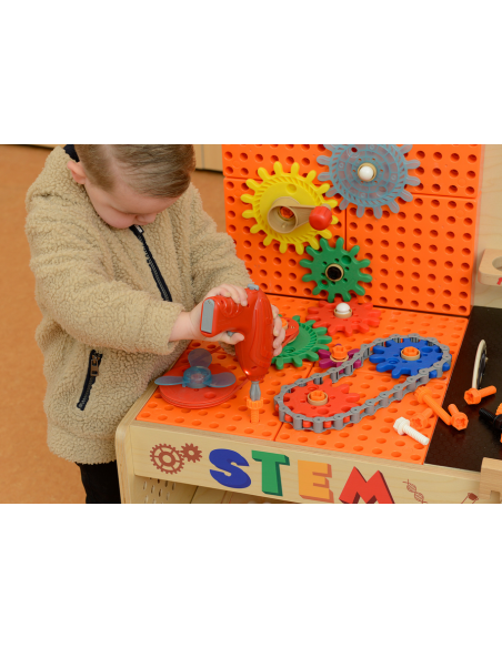 MASTERKIDZ Drewniany Warsztat XXL Montessori STEM z Narzędziami + Akcesoria