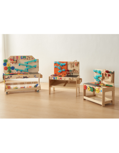 MASTERKIDZ Drewniany Warsztat XXL Montessori STEM z Narzędziami + Akcesoria