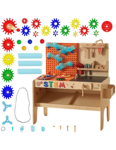 MASTERKIDZ Drewniany Warsztat XXL Montessori STEM z Narzędziami + Akcesoria