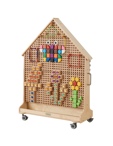 MASTERKIDZ Drewniana Tablica STEM Wolnostojąca XXL w Kształcie Domu + Akcesoria