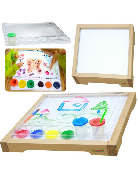 MASTERKIDZ Rama Sensoryczna - Panel LED + Przezroczysta Taca Do Malowania