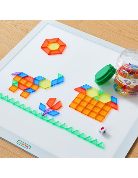 MASTERKIDZ Panel Świetlny LED Zmiana kolorów Pilotem + Klocki Montessori Mozaika 140 el.