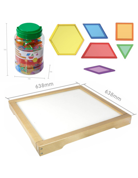 MASTERKIDZ Panel Skrzynia LED Sensoryczna + Klocki Montessori Mozaika 140 el.