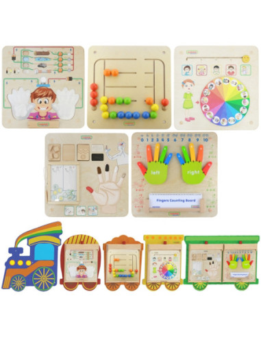 MASTERKIDZ System Do Montażu 5 Tablic Edukacyjnych Masterkidz Flex + Zestaw 5 Tablic Edukacyjnych