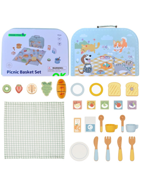 TOOKY TOY Zestaw Piknikowy Owoce do Krojenia Zestaw Śniadaniow