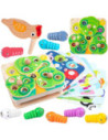 TOOKY TOY Drewniana Gra Zręcznościowa 2w1 Wyciągnij Robaczki dla Dzieci