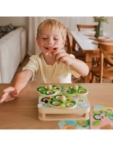 TOOKY TOY Drewniana Gra Zręcznościowa 2w1 Wyciągnij Robaczki dla Dzieci