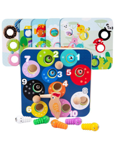 TOOKY TOY Drewniana Gra Zręcznościowa 2w1 Wyciągnij Robaczki dla Dzieci