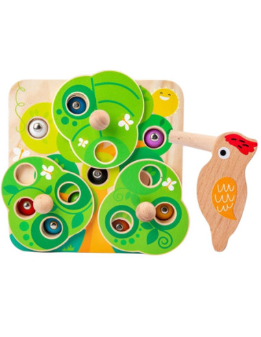 TOOKY TOY Drewniana Gra Zręcznościowa 2w1 Wyciągnij Robaczki dla Dzieci