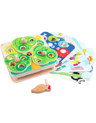 TOOKY TOY Drewniana Gra Zręcznościowa 2w1 Wyciągnij Robaczki dla Dzieci