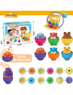 WOOPIE Kolorowe Zwierzęce Jajka Edukacyjne Efekty Dzwiękowe 6szt 2