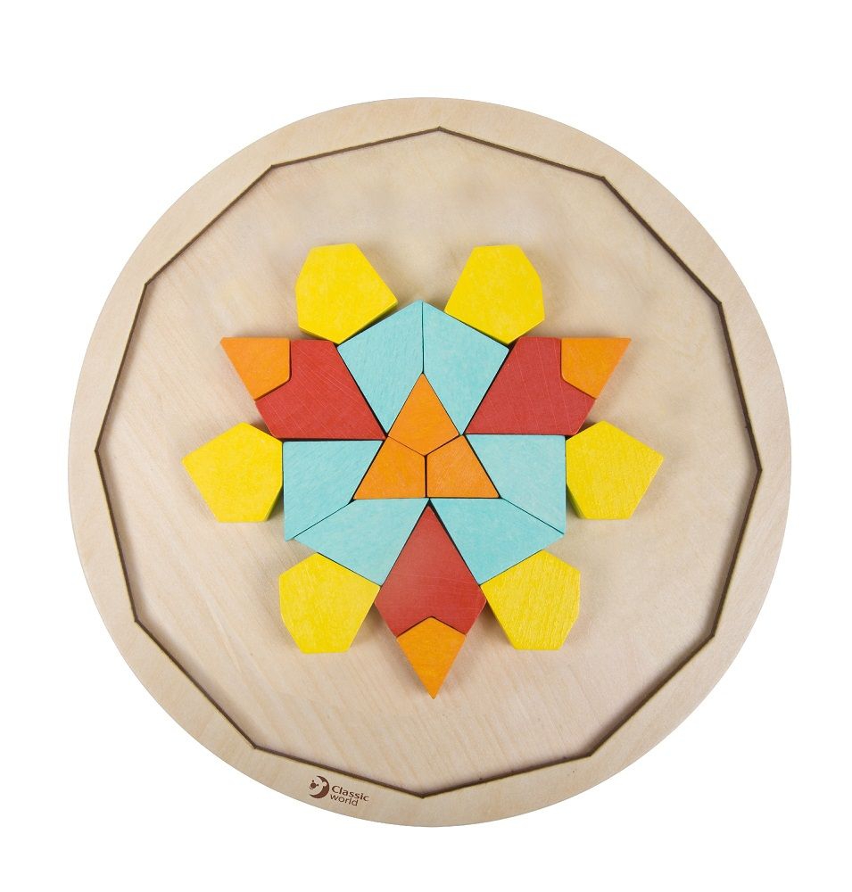 Montessori puzzle mosaic tangram patterns shapes and colors