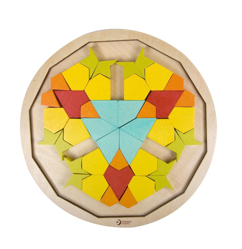 Montessori puzzle mosaic tangram patterns shapes and colors
