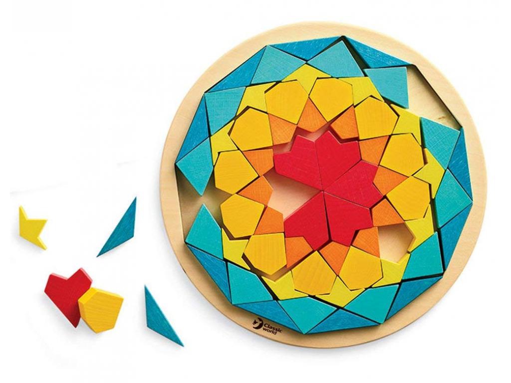 Montessori puzzle mosaic tangram patterns shapes and colors