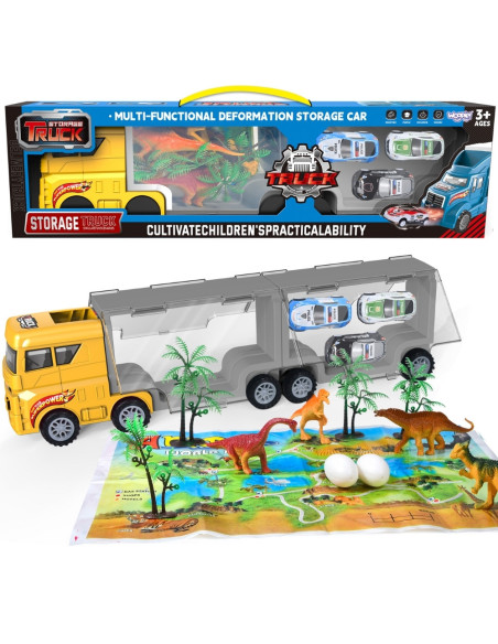WOOPIE Ciężarówka Transporter 2w1 Zestaw Dinozaurów + Makieta