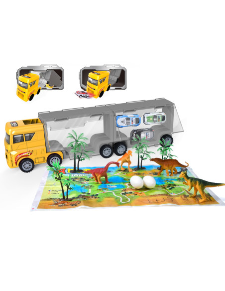 WOOPIE Ciężarówka Transporter 2w1 Zestaw Dinozaurów + Makieta