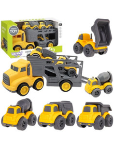 WOOPIE Zestaw Laweta + 3 Pojazdy Budowlane