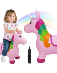 WOOPIE Skoczek Gumowy do Skakania Jednorożec Różowy + Pompka