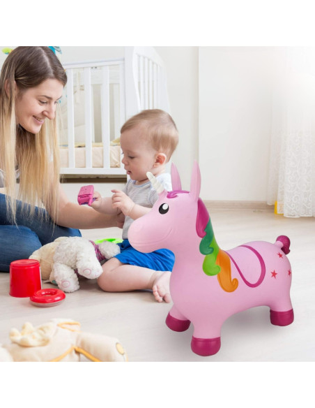 WOOPIE Skoczek Gumowy do Skakania Jednorożec Różowy + Pompka