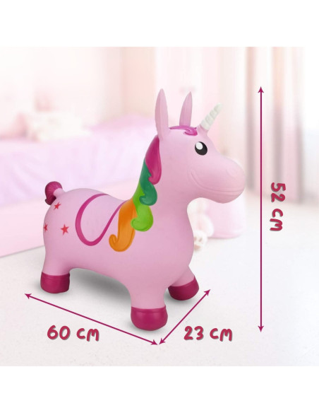 WOOPIE Skoczek Gumowy do Skakania Jednorożec Różowy + Pompka