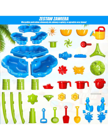 WOOPIE Stolik Wodny i Piaskowy Piaskownica z Ośmiornicą Akcesoria