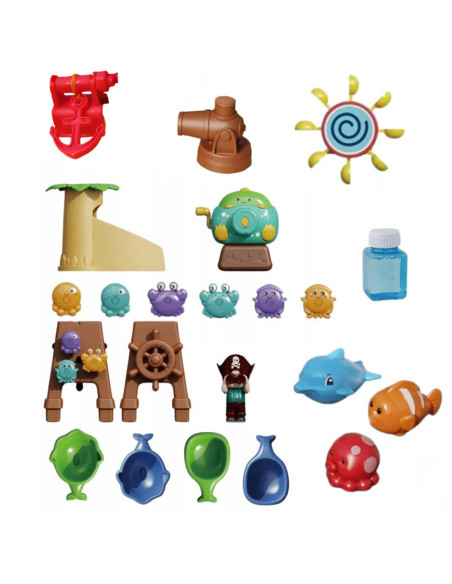 WOOPIE Stolik Wodny Piracka Łódź Armatka Wodna Bąbelki