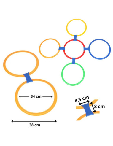 WOOPIE Gra W Klasy Kolorowe Koła Dla Dzieci Do Skakania Obręcze 10 Kół I Łączników