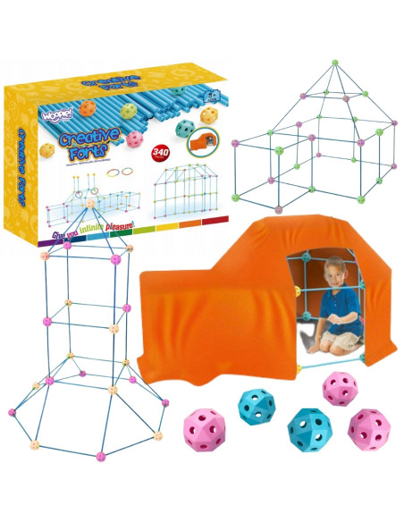 WOOPIE Zestaw Konstrukcyjny XXL Klocki do Budowania Namiotu Bazy Rurki Słomki 340 el.