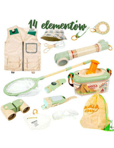 WOOPIE Zestaw Małego Odkrywcy Lornetka Kompas Siatka Na Owady Motyle Latarka