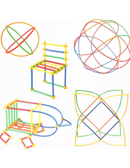 WOOPIE Klocki Konstrukcyjne Kolorowe Słomki 1200 el.