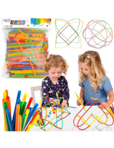 WOOPIE Klocki Konstrukcyjne Kolorowe Słomki 500 el.