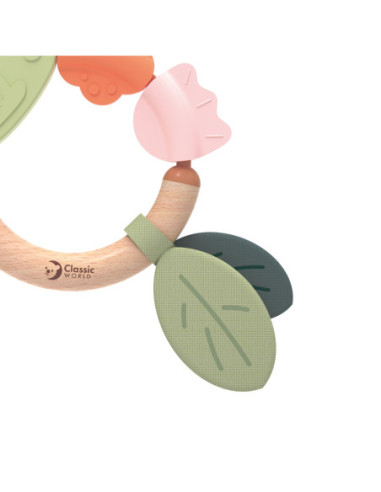 CLASSIC WORLD Drewniana Grzechotka  Sensoryczna Gryzak 2w1