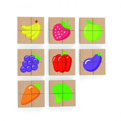 Drewniane Puzzle Owoce Układanka Niespodzianka Viga Toys