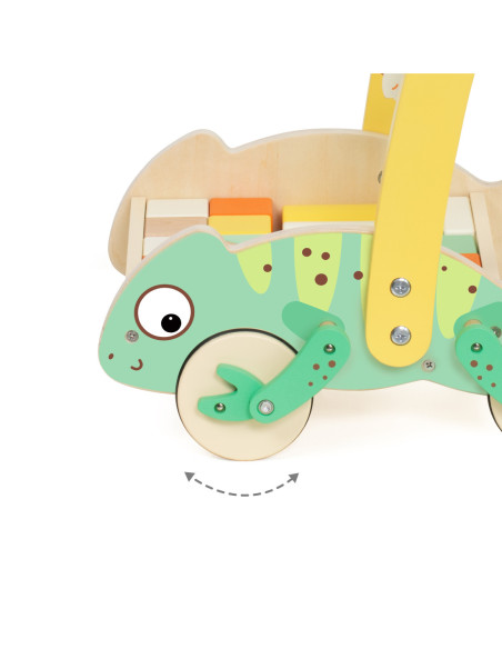 CLASSIC WORLD Drewniany Pchacz Chodzik Kameleon z Klockami