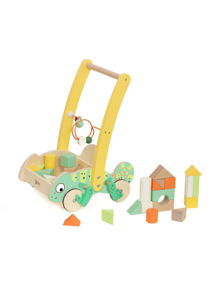 CLASSIC WORLD Drewniany Pchacz Chodzik Kameleon z Klockami