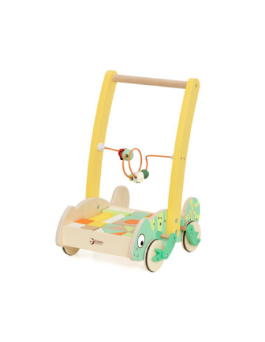 CLASSIC WORLD Drewniany Pchacz Chodzik Kameleon z Klockami