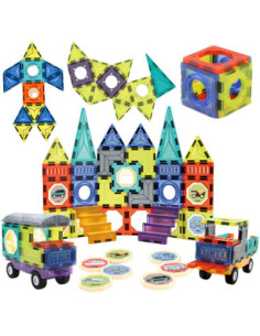 WOOPIE Klocki Magnetyczne Zestaw Zamek Pojazdy 71szt. 2