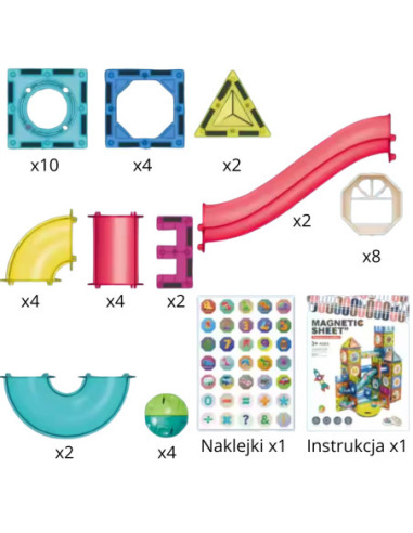 WOOPIE Klocki Magnetyczne Konstrukcyjne Tor Kulkowy 42 el.