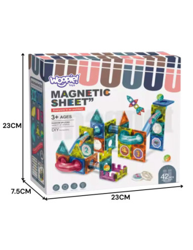 WOOPIE Klocki Magnetyczne Konstrukcyjne Tor Kulkowy 42 el.