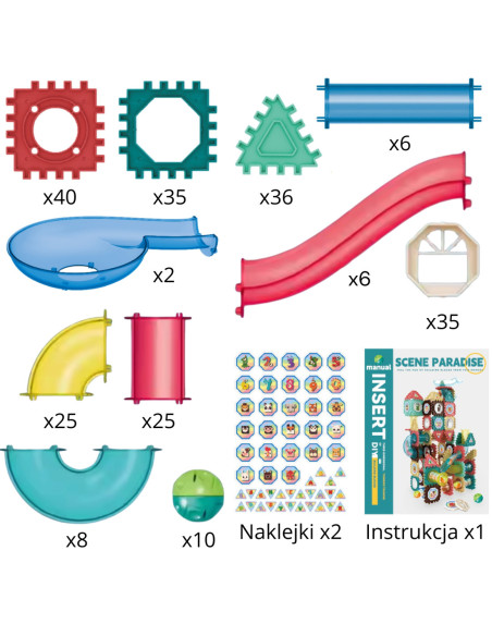 WOOPIE Klocki Magnetyczne Konstrukcyjne Tor Kulkowy 3D 228el.