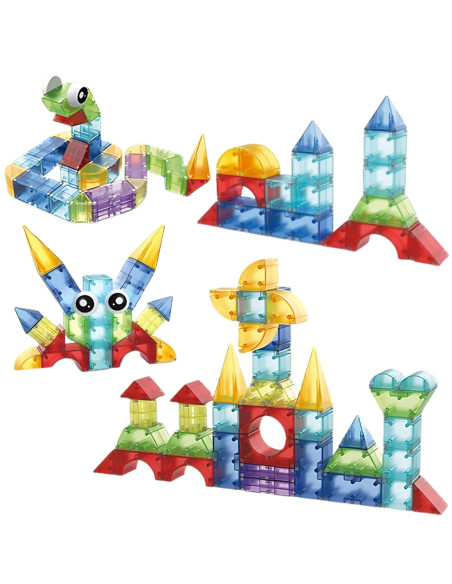 WOOPIE Magnetyczne Klocki Konstrukcyjne Montessori 3D 63 Elementy