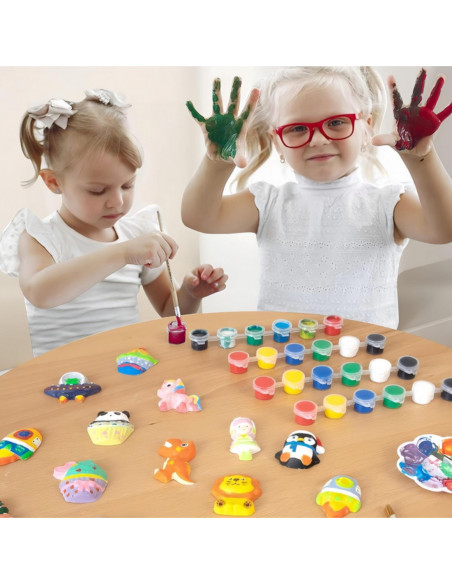 WOOPIE Zestaw Kreatywny z Farbami DIY Zrób Odlewy Gipsowe Figurki i Pomaluj - Zestaw Dinozaury