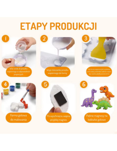 WOOPIE Zestaw Kreatywny z Farbami DIY Zrób Odlewy Gipsowe Figurki i Pomaluj - Zestaw Dinozaury